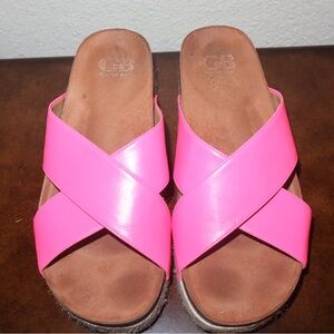 Gianni Bini Neon Pink Cross Strap Sandals